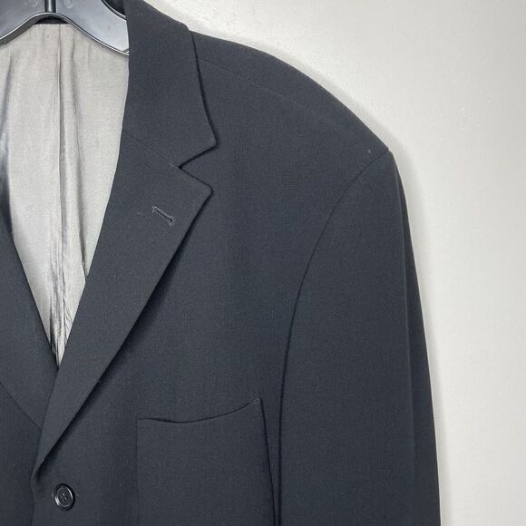 HUGO BOSS Mens Suit Jacket 3-Button Blazer 42R Virgin Wool-Spandex Black Fellini - Picture 3 of 10